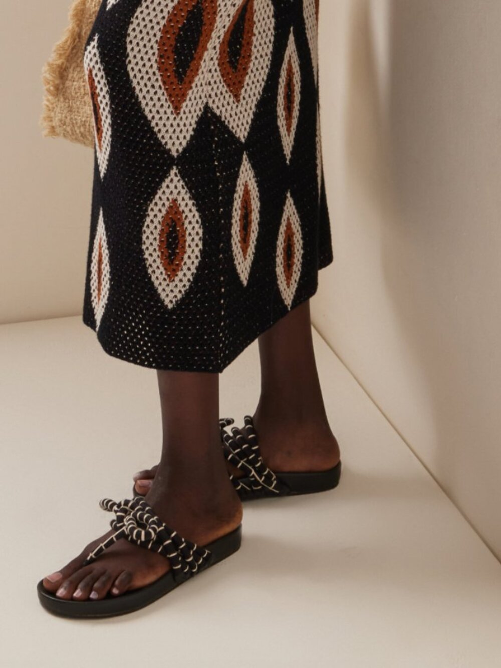 Johanna Ortiz Black Tribal Whisper Cotton Cord Sandal Sz 40 NWT - Picture 2 of 8
